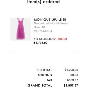 MONIQUE LHUILLIER hot pink gown size 10